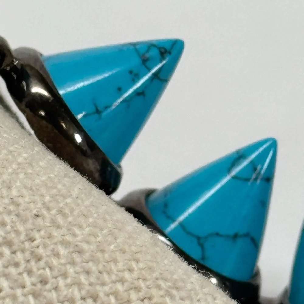 Eddie Borgo Turquoise Cone Bracelet Gunmetal Black Sterling Silver - Picture 10 of 14